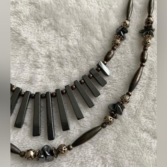 NEAT handmade black HEMATITE double strand NECKLACE - Picture 3 of 7
